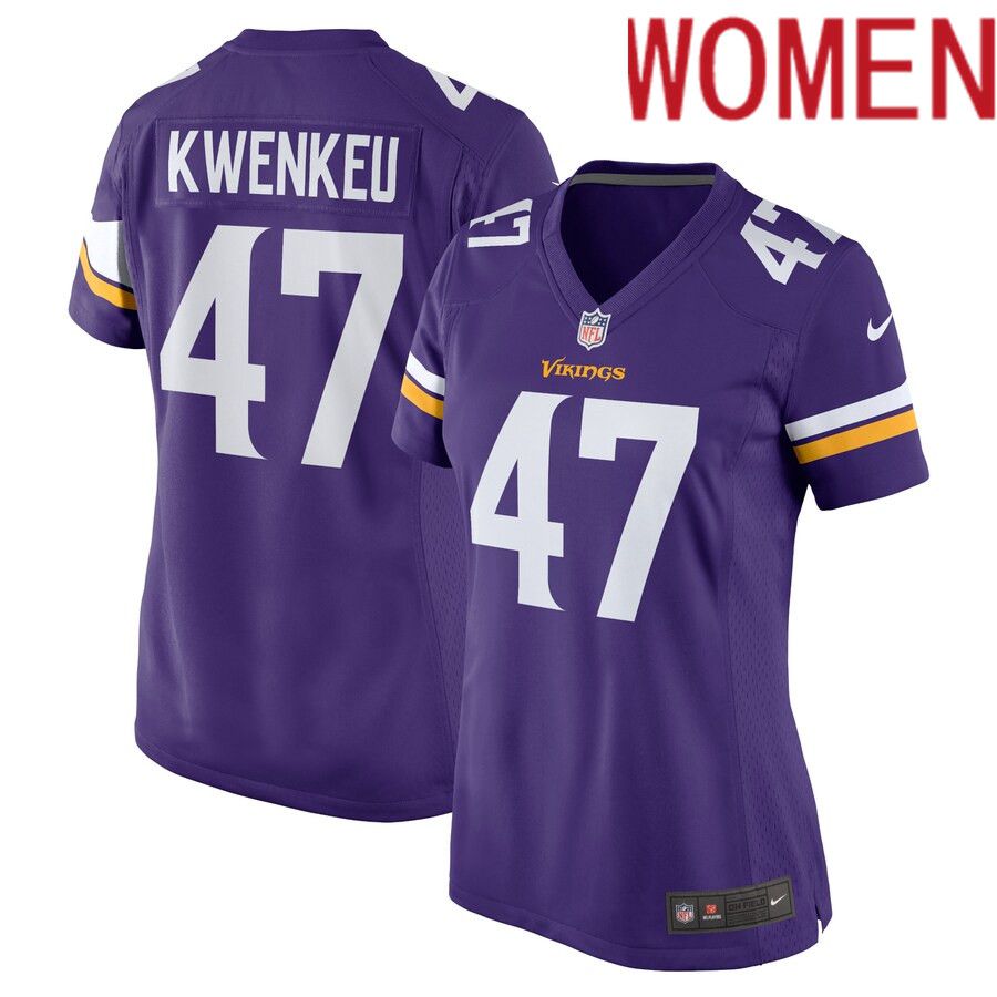 Women Minnesota Vikings #47 William Kwenkeu Nike Purple Home Game Player NFL Jersey